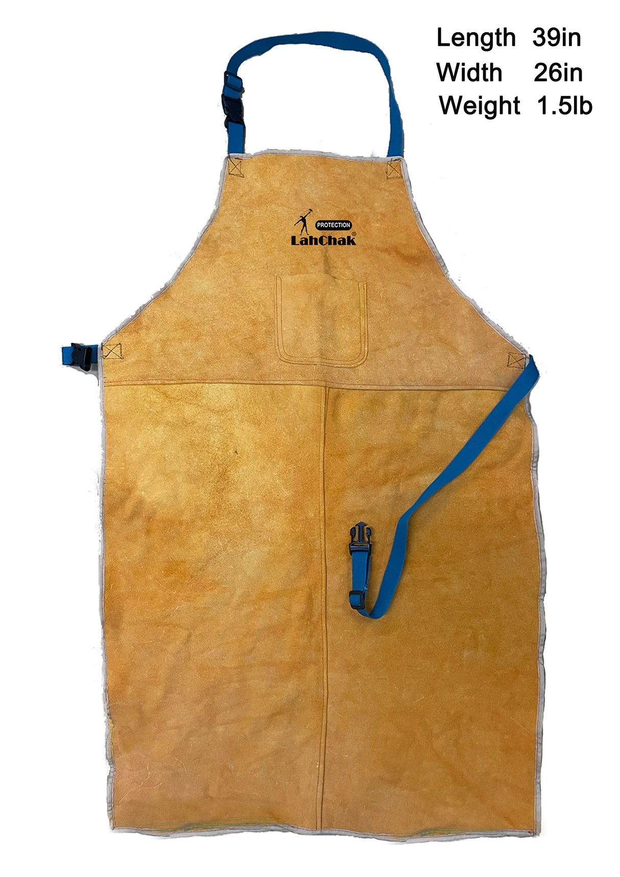 Leather Work Shop Apron with Pocket, Buckle straps, Heat & Flame-Resistant Heavy-Duty Welding Apron LahChak
