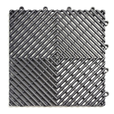 Big Floors RaceDeck Free-Flow Open Rib Self-Draining Design, Durable Copolymer Plastic Interlocking Modular Garage Flooring Tile (48 Pack), Graphite Big Floors