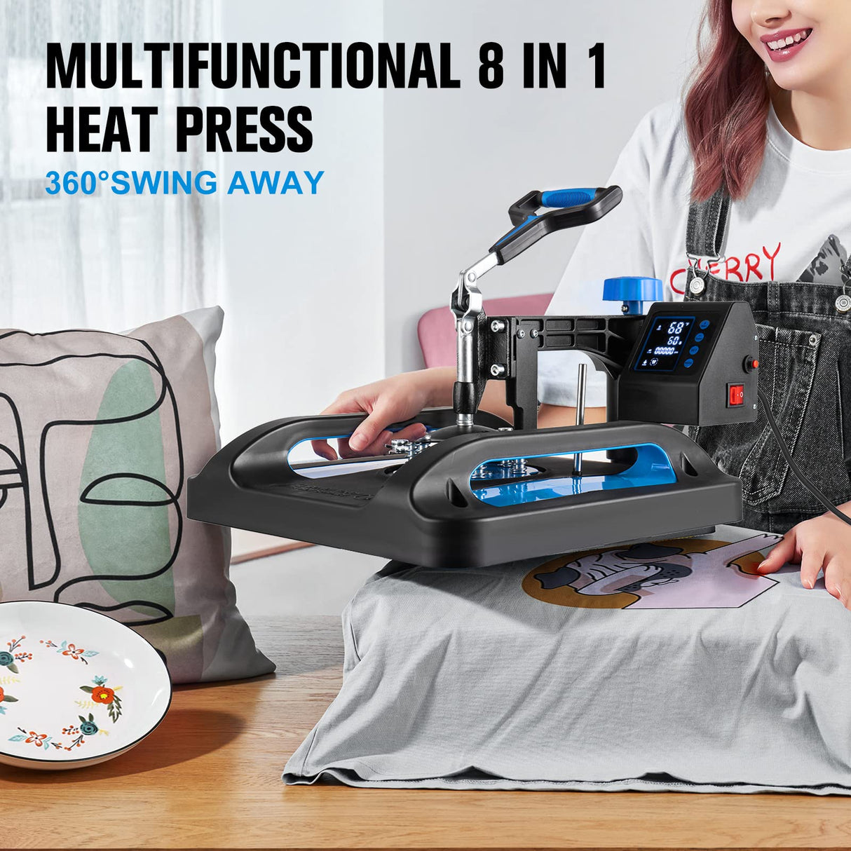 Topdeep Pro Heat Press 15x12 Inch, 8 in 1 Heat Press Machine with 30 OZ Tumbler Press, Swing Away T Shirt Pressing Machine, Combo Tumbler Heat Press Topdeep