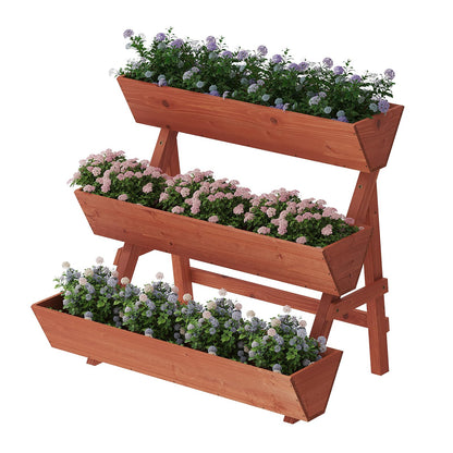 PULIJIAJU 3-Tier Vertical Wooden Garden Bed, freestanding Wood Plant Stand, Outdoor Wood Plant Stand, Planter beds, Raised Planter, Vertical Raised