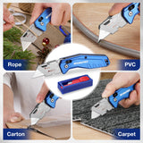 WORKPRO Folding Utility Knife, Heavy Duty Metal Box Cutter with Quick Open Lock, Quick Change Blade Razor Knife, Foldable Pocket Knife with Belt Clip WORKPRO