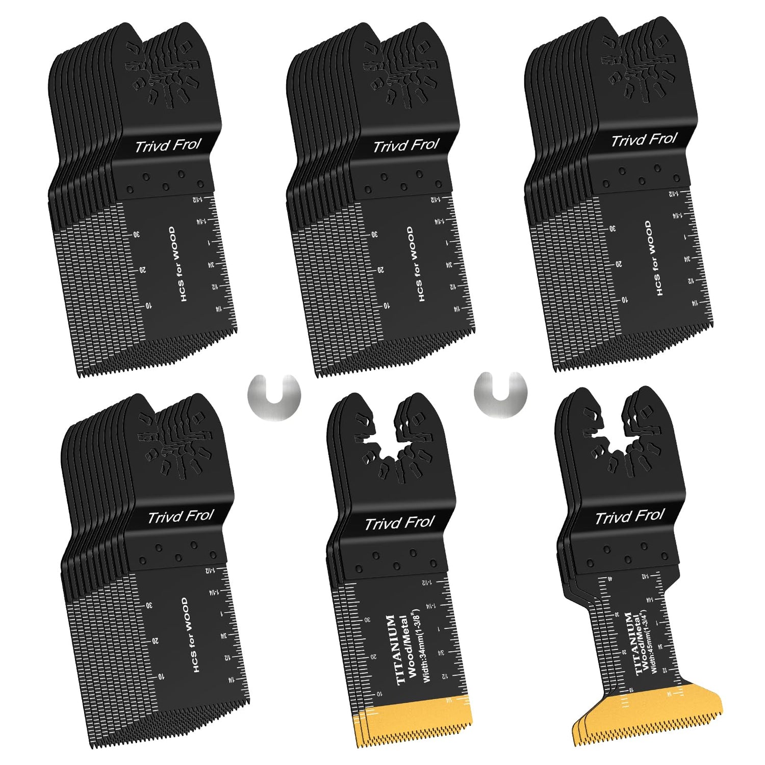 Trivd Frol 50PCS Oscillating Saw Blades, Professional Universal Titanium Multitool Blades for Wood Plastics Metal, Quick Release Multi Tool Blades Trivd Frol