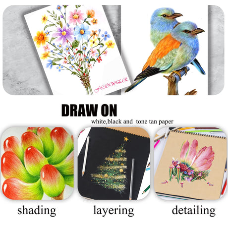 KALOUR Professional Colored Pencils,Set of 300 Colors,Artists Soft Core with Vibrant Color,Ideal for Drawing Sketching Shading,Coloring Pencils for KALOUR