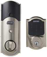 SCHLAGE Z-Wave Connect Camelot Touchscreen Deadbolt with Built-In Alarm, Satin Nickel, BE469 CAM 619, Works with Alexa via SmartThings, Wink or Iris SCHLAGE