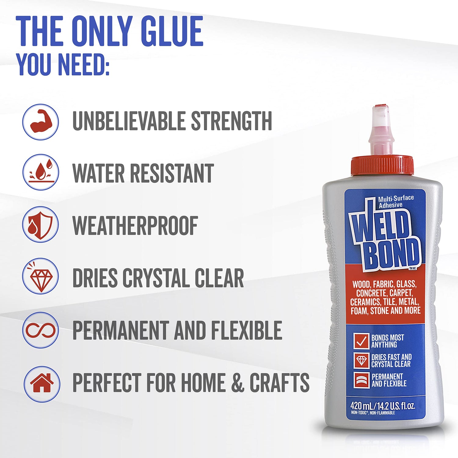 Weldbond Multi-Surface Adhesive Glue, Bonds Most Anything. Use as Wood Glue or on Fabric Glass Mosaic Carpet Ceramic Tile Metal Stone & More. Weldbond