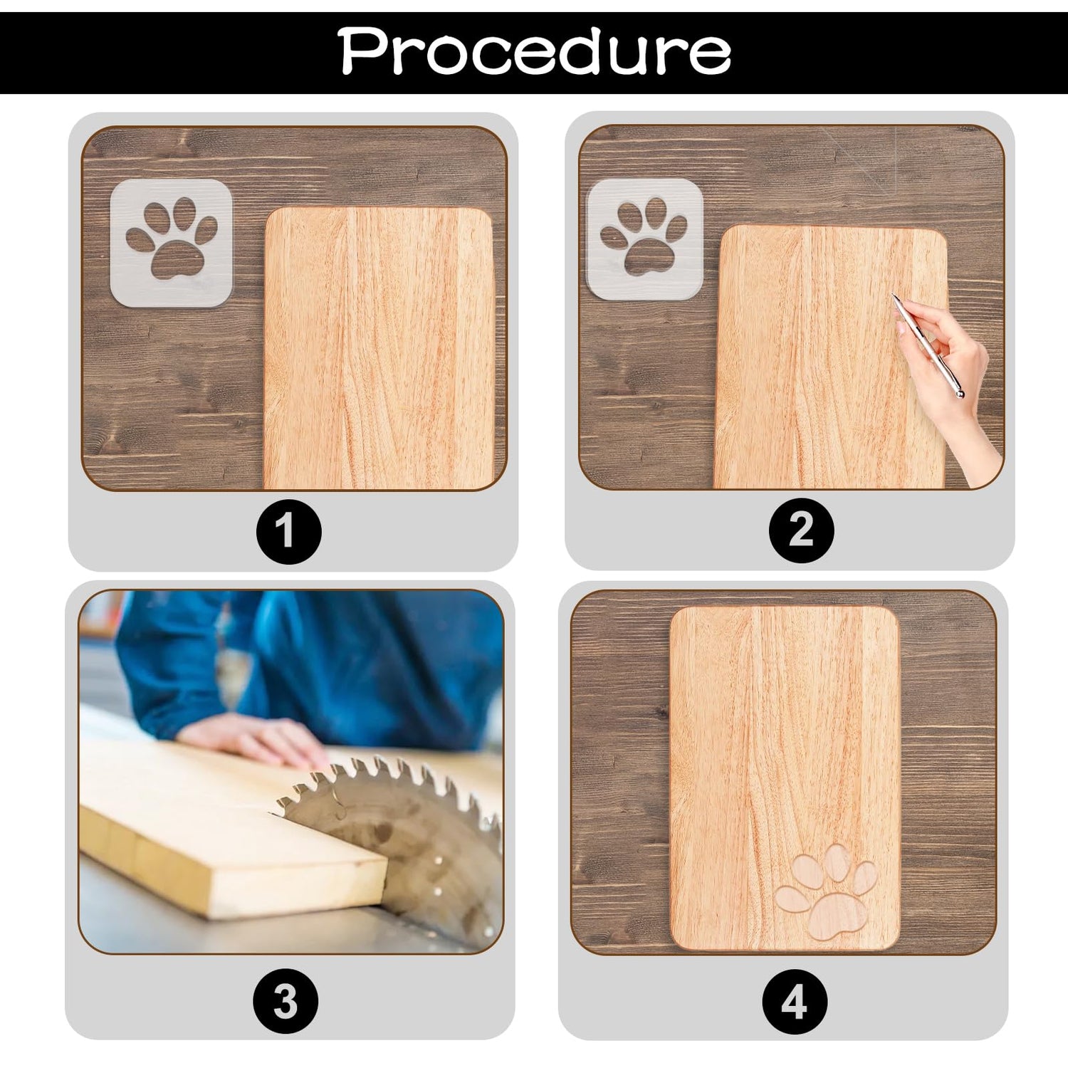WOOPSOO 4 Pcs Dog Paw Router Templates Charcuterie Board Clear Cutting Router Acrylic Charcuterie Board Handle Large Tracing Stencils Guide Tools for WOOPSOO