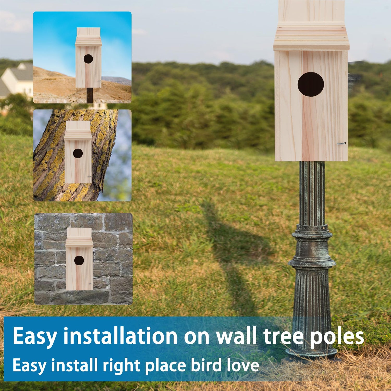 OceeK Hummingbird Houses Cedar Blue Bird Box House Bird House Wooden Bird House Cedar Wren House Hummingbird Houses Wood Bird Houses for Outside OceeK