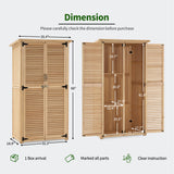 MCombo Outdoor Wooden Storage Cabinet, Garden Tool Shed with Latch, Outside Tools Wood Cabinet with Double Doors for Patio 0808 (Natural, Medium) MCombo