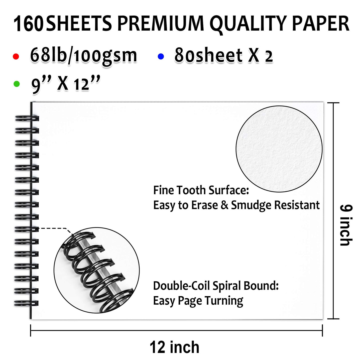 Shuttle Art Drawing Kit and Sketch Pad Bundle, Set of 124 Pack Professional Drawing Kit +160 Sheets Sketch Pad