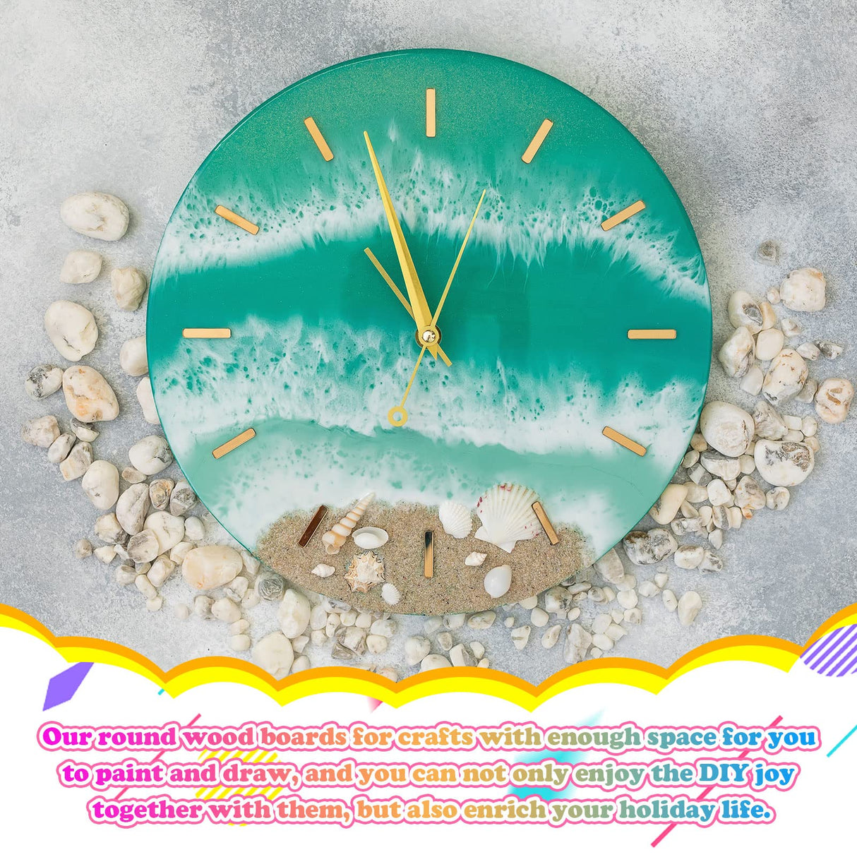 Geelin 6 Pcs Round Wood Canvas Panels for Painting 8 Inch/12 Inch Circle Unfinished Wood Panels Round Cradled Wooden Board Wood Tray for Oil Pouring Geelin