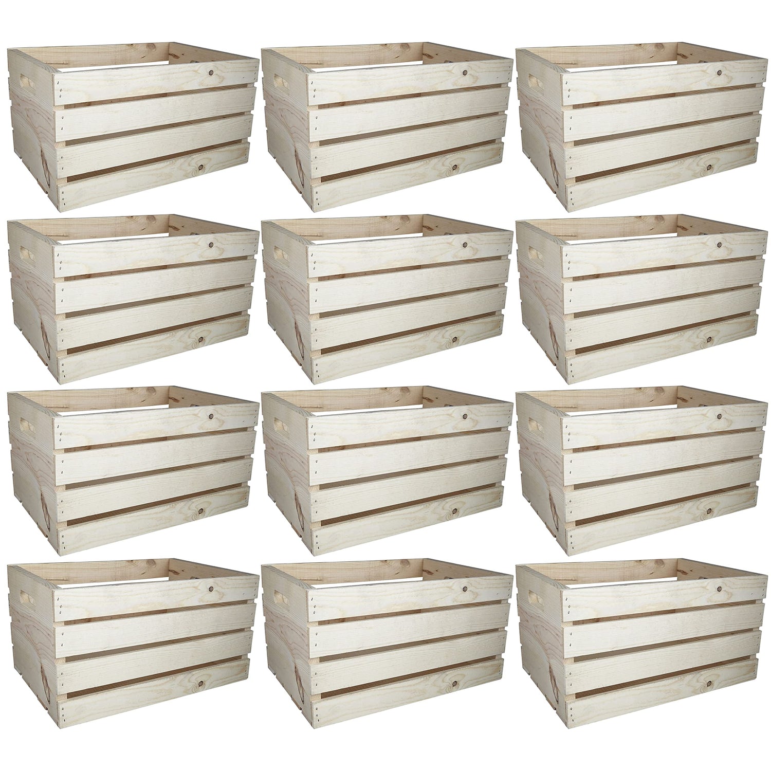 Large Wooden Crates by Make Market - Unfinished Wood Crate for Storage, Decorative Display, Arts & Crafts, Made of 100% Wood - Bulk 12 Pack Make Market