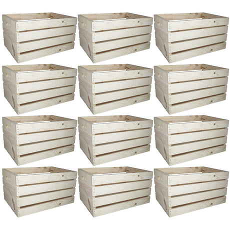 Large Wooden Crates by Make Market - Unfinished Wood Crate for Storage, Decorative Display, Arts & Crafts, Made of 100% Wood - Bulk 12 Pack Make Market