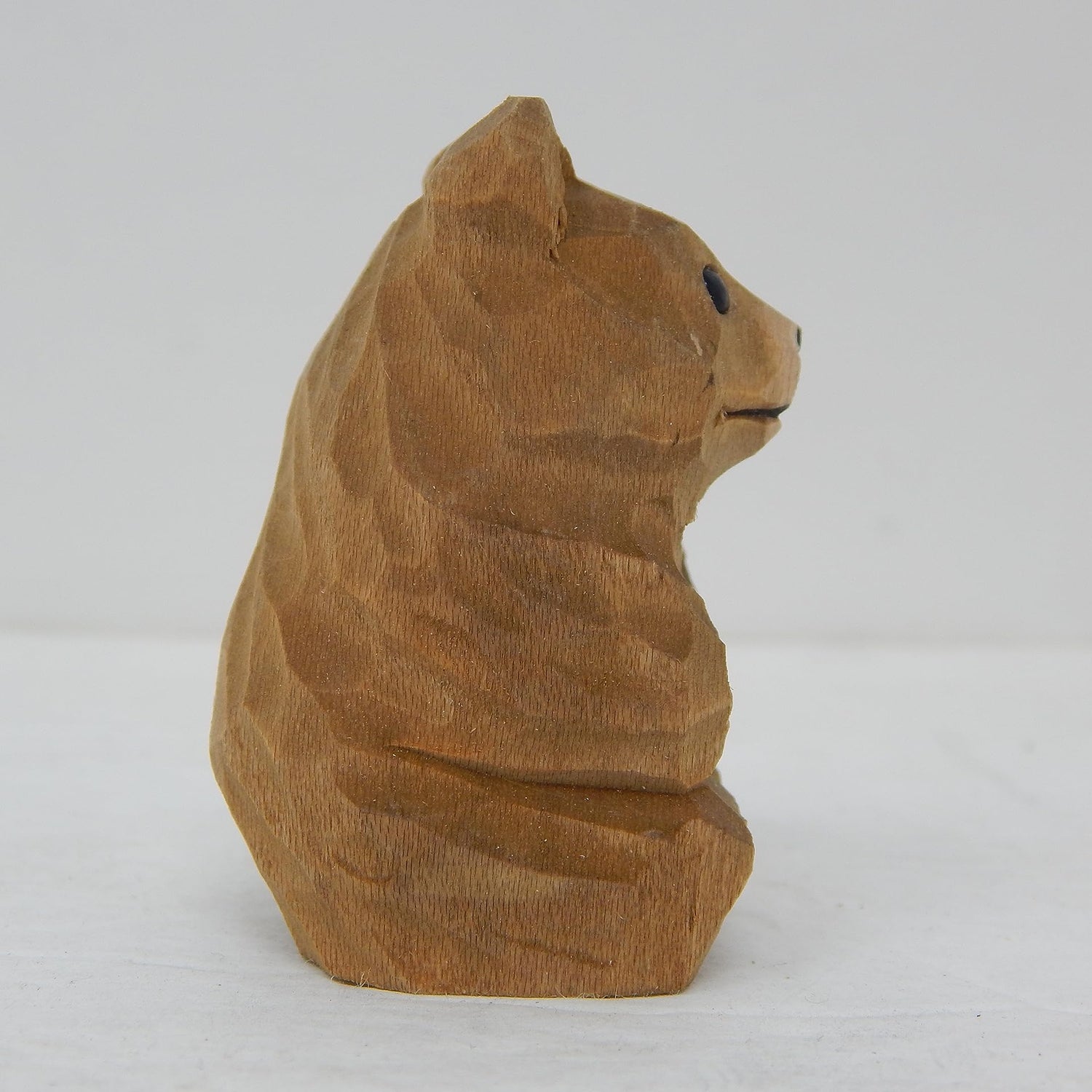 Brown Bear Cub Wood Ornament Hanging Figure Handmade Carved Decoration Selsela