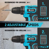 Saker Cordless Drill Set, Brushless 20V Electric Drill with Drill Bits, 3/8-Inch Keyless Chuck, 2 Variable Speeds, 430 In-lbs Torque Battery Power Saker