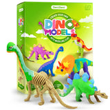 Dino Models, Clay Craft Kit - Dinosaur Arts and Crafts for Kids- Build a Dinosaur Gifts for Boys & Girls - Build 4 Dinos with Air Dry Magic Modeling Dan&Darci