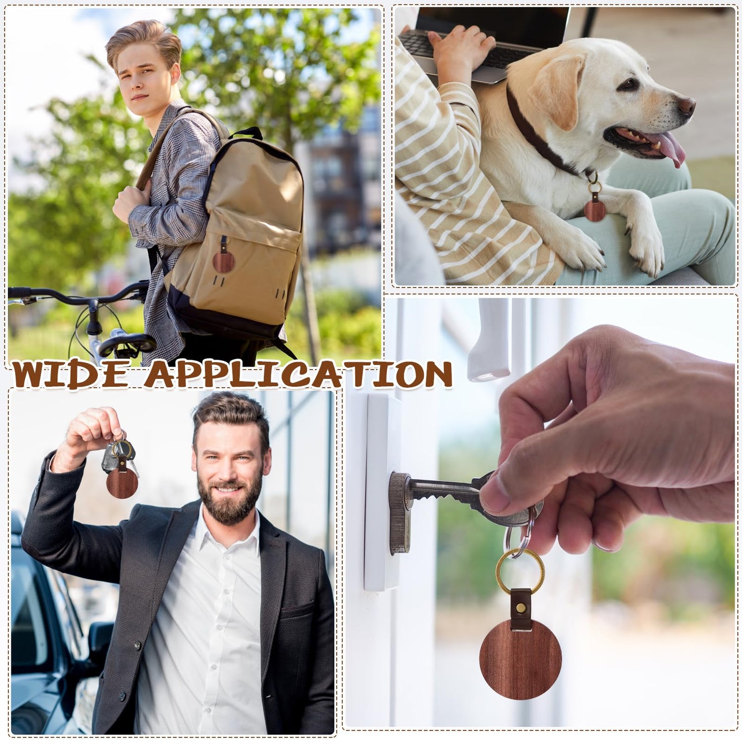 Ecally 36 Pcs Wooden Keychain Blanks Leather Strap Wood Keychain Blanks Round Wood Keyring with for DIY Employee Coworker Gift Craft Ecally