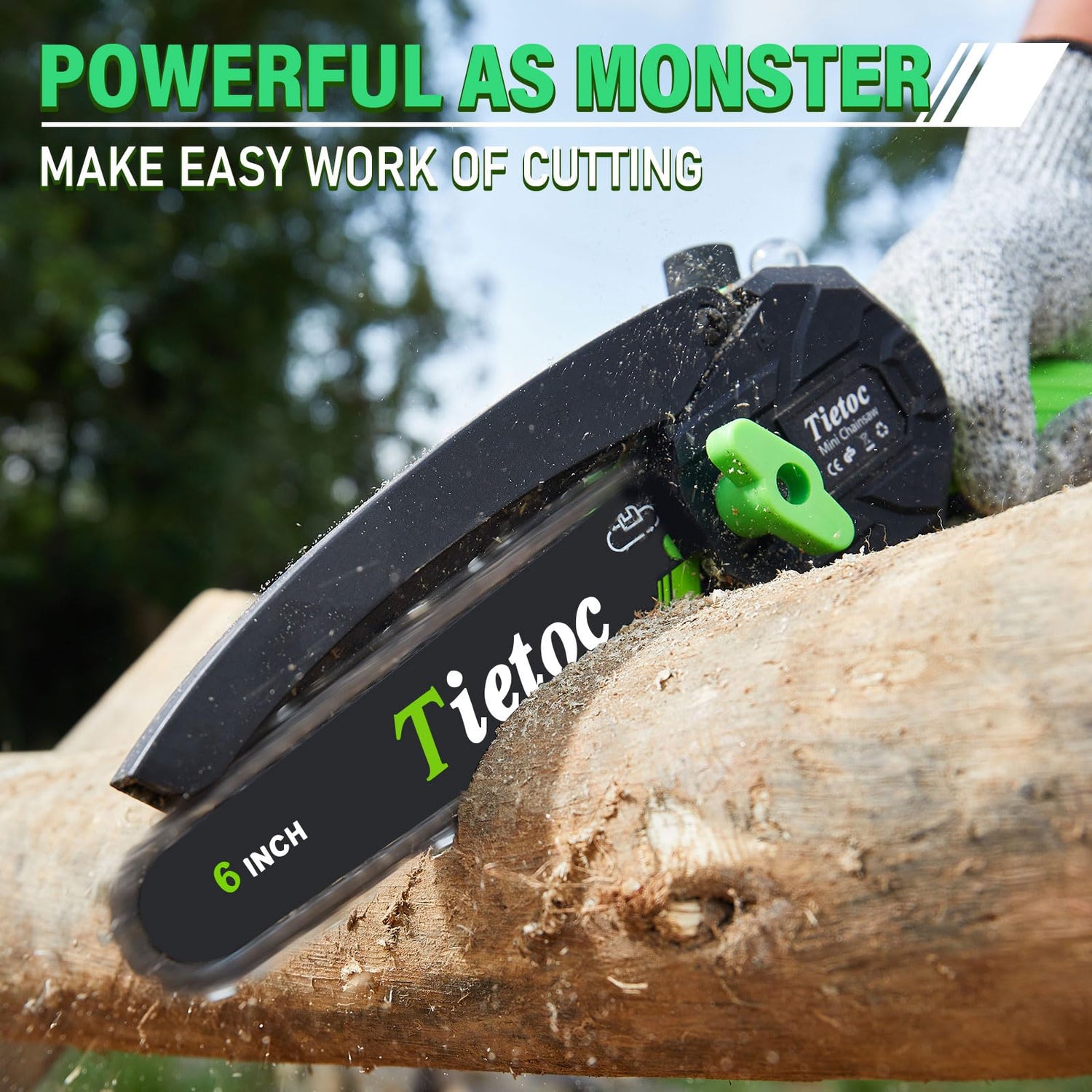 TIETOC Mini Chainsaw Cordless 6 Inch [Gardener Friendly] Super Handheld Rechargeable Chain Saw With Security Lock & Auto Oiler-System, Small Electric tietoc