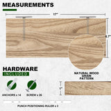 Floating Shelves, 17 Inch Wall Shelf Set of 3, Rustic Wood Shelves for Wall Storage, Wall Mounted Wooden Display Shelf for Bedroom Kitchen, Marsmiles