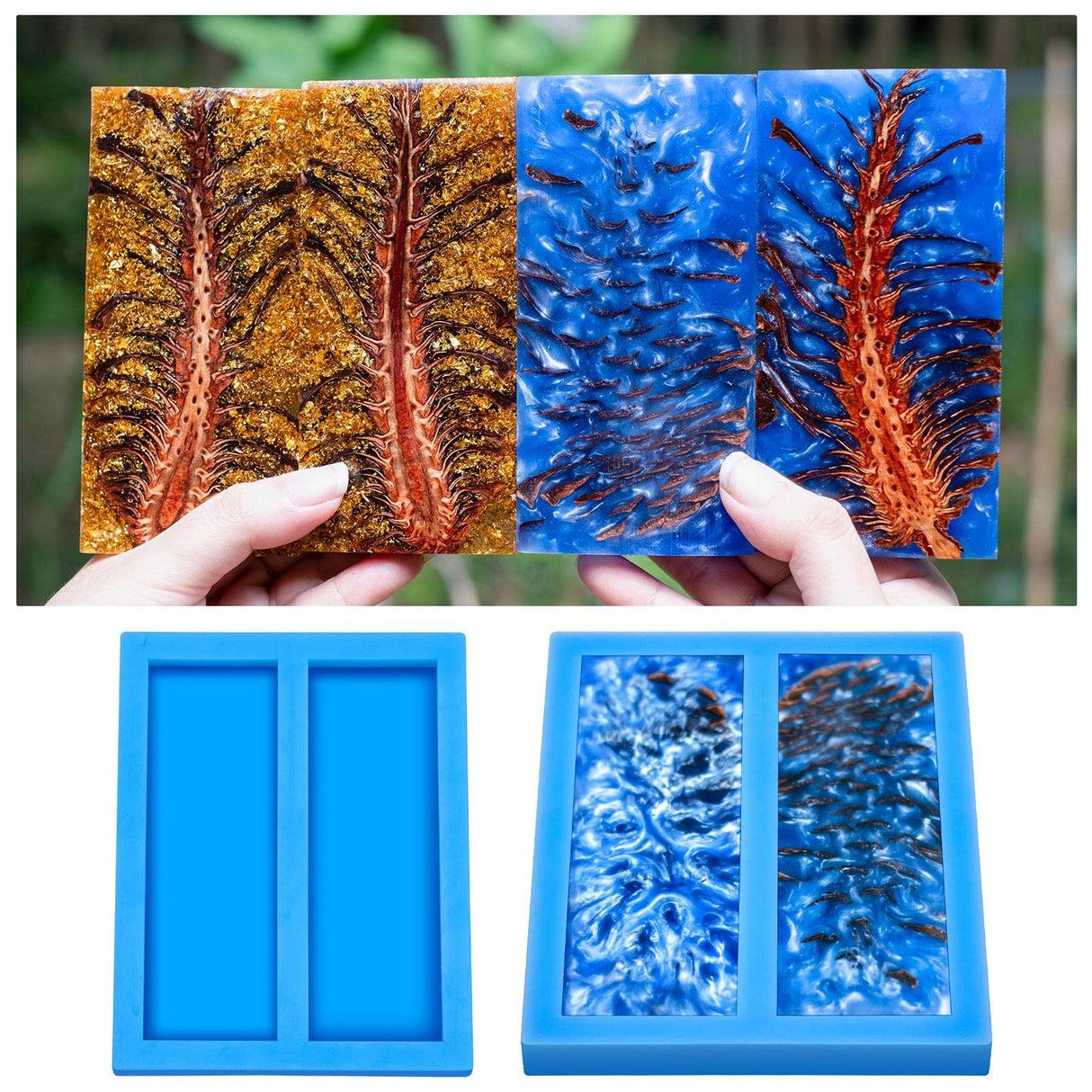 Double Cavity Silicone Knife Scale Mold Casting Resin Knife Mold for Bottle Stopper DIY Craft Making Supplies, 0.4 x 2 x 6 Inches, Blue Tessco