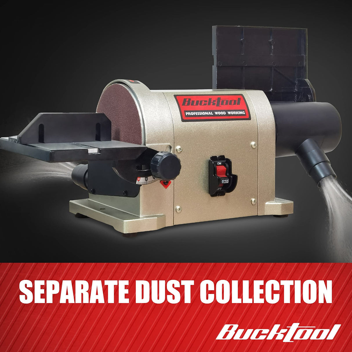 BUCKTOOL 5.0A Belt Disc Sander 4 in x 36 in Belt and 6 in Disc Sander with 3/4HP Direct-drive Motor and Portable Al Base, BD4603 Upgraded Model Bucktool