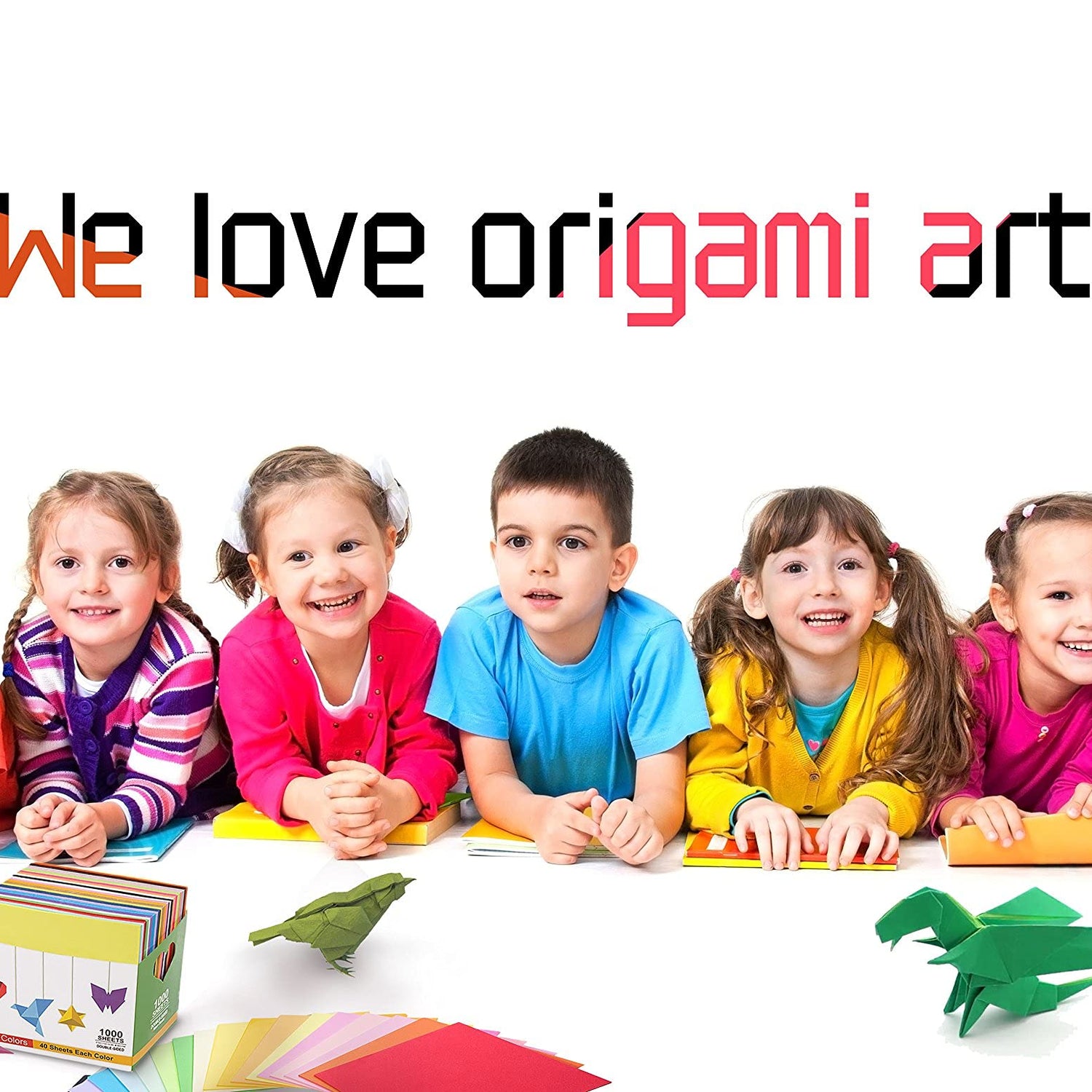 BUBU Origami Paper Kit 1000 Sheets 6 Inch Square Double Sided Color 20 Vivid Colors for Beginners Trainning and School Craft Lessons BUBU