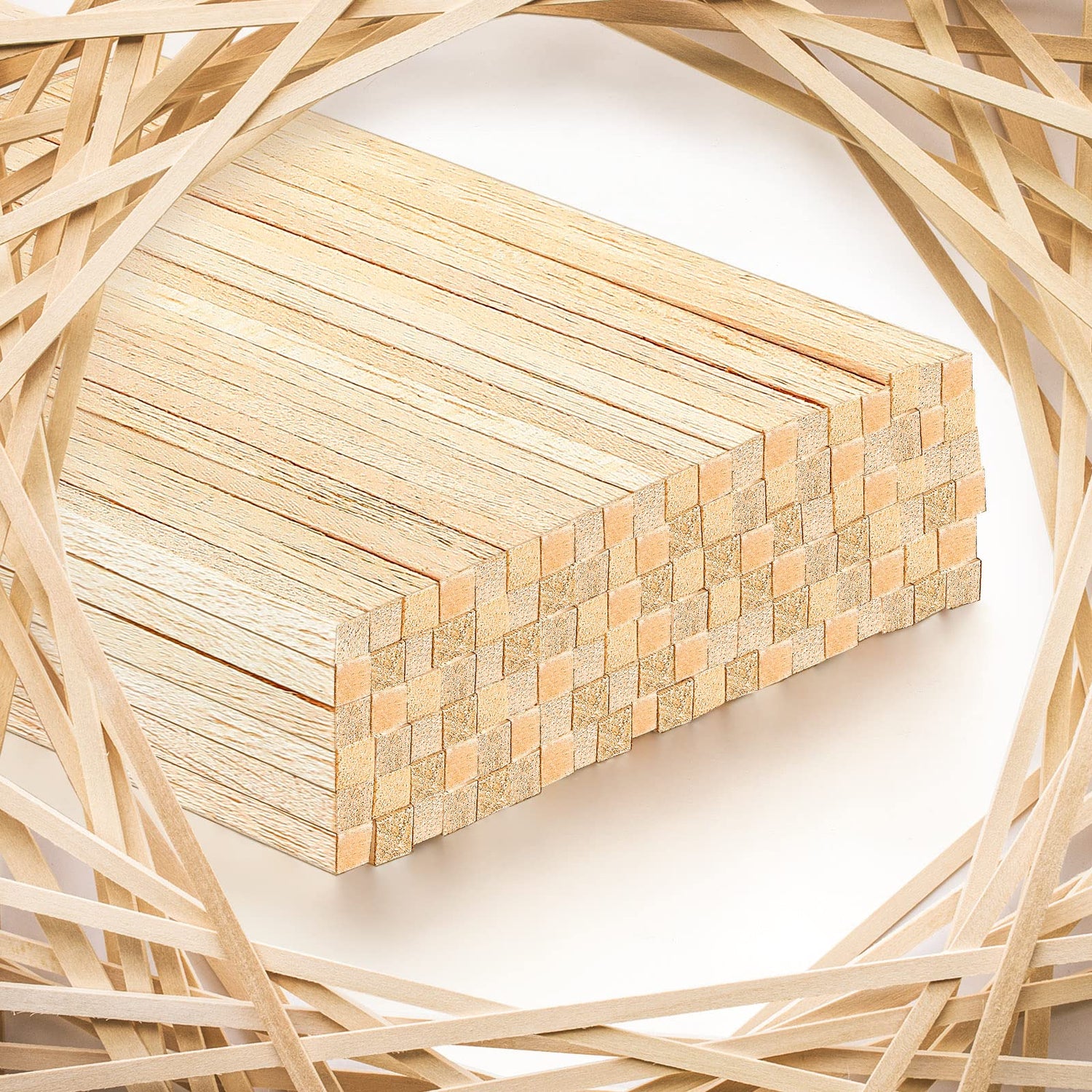 120 Pieces Balsa Wood Sticks 1/4 x 1/4 x 12 Inch Balsa Wood Strips Hardwood Square Wooden Dowels Unfinished Balsa Wood Strips for Craft DIY Supplies Yulejo