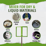 Multi-Material Mixer for Paint, Epoxy Resin, Potting Soil, Joint Compound - ABS Paddle, 18" Length, Non-Slip 3/8" Zinc Plated Hex Shaft for 1/2" Buddy Tools LLC