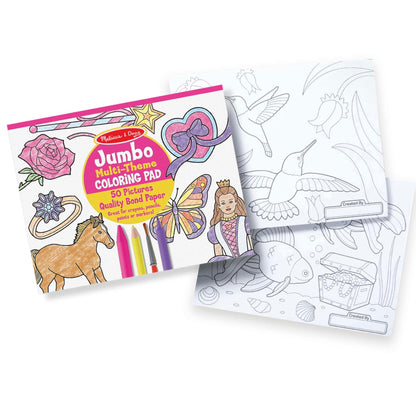 Melissa & Doug Jumbo 50-Page Kids' Coloring Pad - Horses, Hearts, Flowers, and More, 0.25" x 11" x 14" - WoodArtSupply