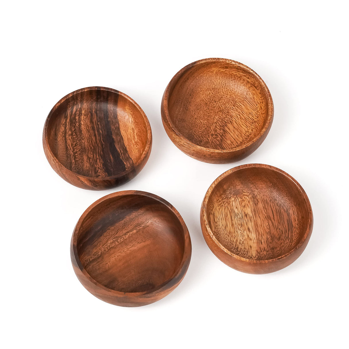 Casa/Legno Authentic Handcrafted Wooden Bowls Set - Exquisite Filipino Craftsmanship for Nuts and Acai Bowls - 4"x4"x1.5", Set of 4 Casa/Legno