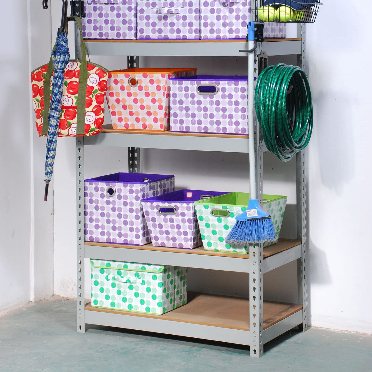 Wallmaster Boltless Shelving Hook Organizer Kit, 7 Pcs Adjustable Storage Hanging Accessories for 1.5 inch Keyhole Rack, Garage Tool System Heavy Wallmaster