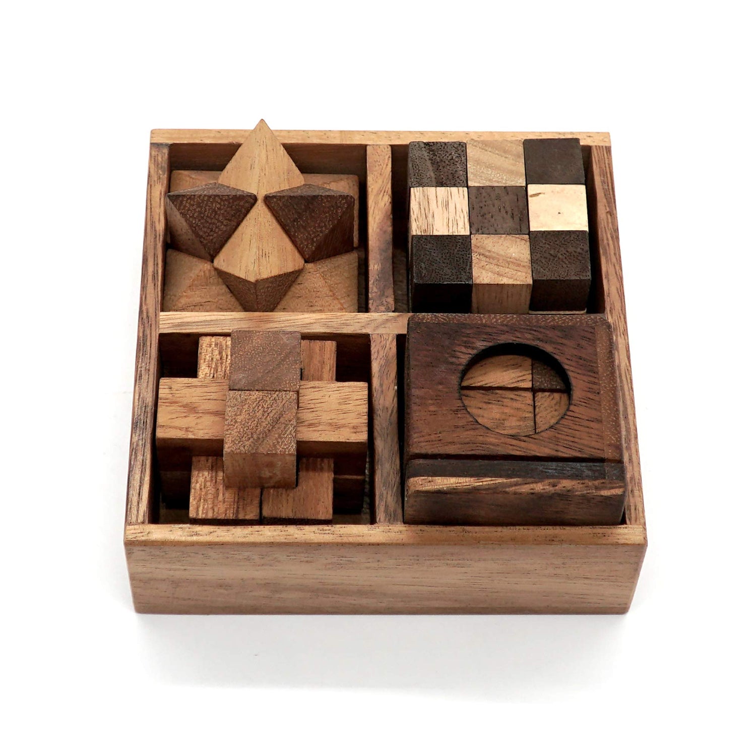 BSIRI 4-in-1 Wooden Puzzle Box Set – Challenging 3D Brain Teasers for Adults BSIRI