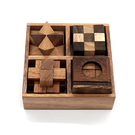 BSIRI 4-in-1 Wooden Puzzle Box Set – Challenging 3D Brain Teasers for Adults BSIRI