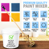 AYZOTEK Paint Mixer for Drill, 1-5 Gallon Bucket, Paint Stirrer for Drill, Zinc Plated, Rust-Free & Easy to Clean, Fits All Standard Drills - For AYZOTEK