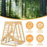 Toddler Climbing Toys Indoor, 66inch Indoor Jungle Gym, 8-in-1 Wooden Indoor Playground Set with Swing, Rock Climb Wall, Slide, Monkey Bars, Wood & YueYueFa