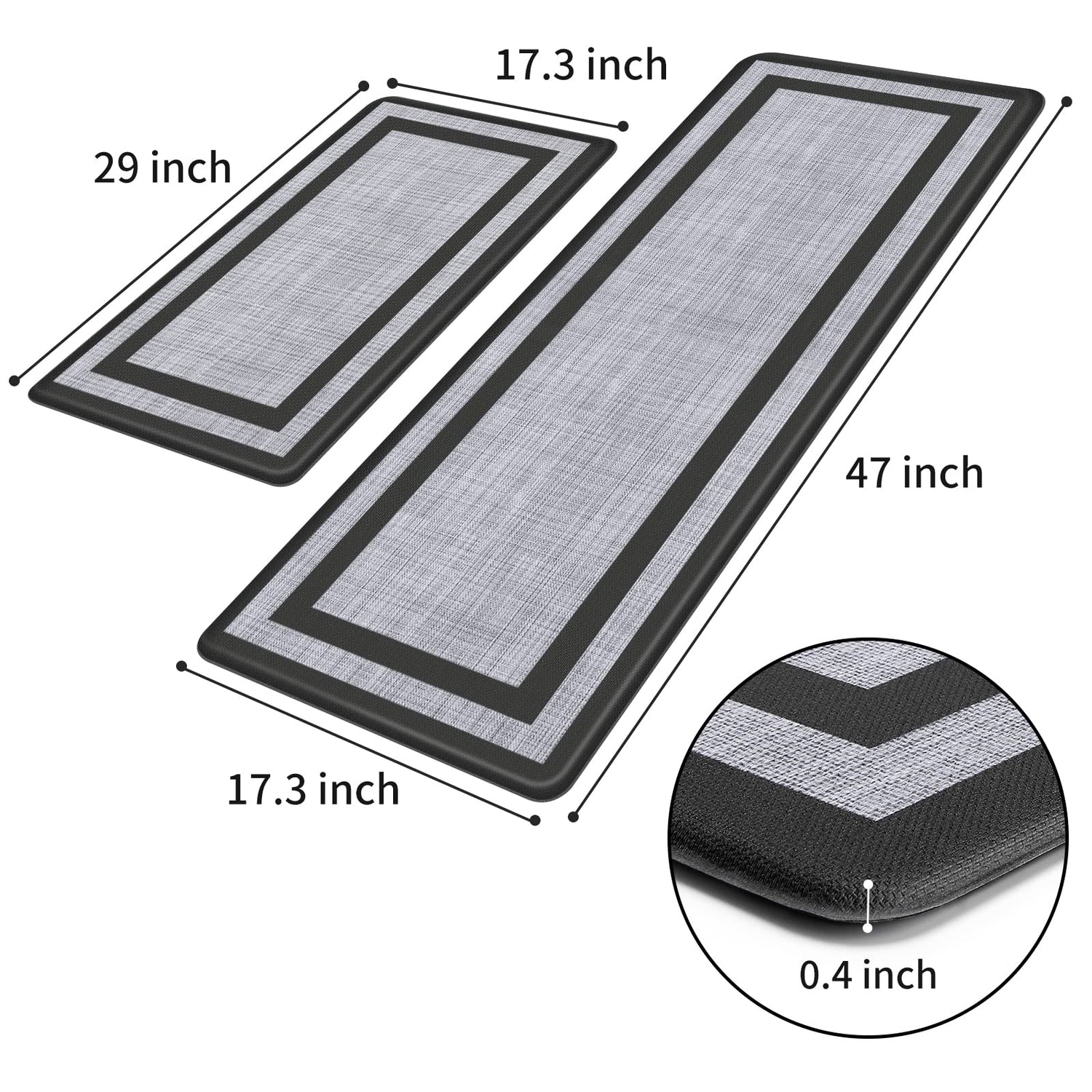 Mattitude Kitchen Mat [2 PCS] Cushioned Anti-Fatigue Non-Skid Waterproof Rugs Ergonomic Comfort Standing Mat for Kitchen, Floor, Office, Sink, Mattitude