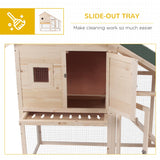 PawHut 55" L 2-Tier Wooden Rabbit Hutch Bunny Cage Small Animal House with Ramp, Waterproof Roof, Removable Tray and Outdoor Run PawHut