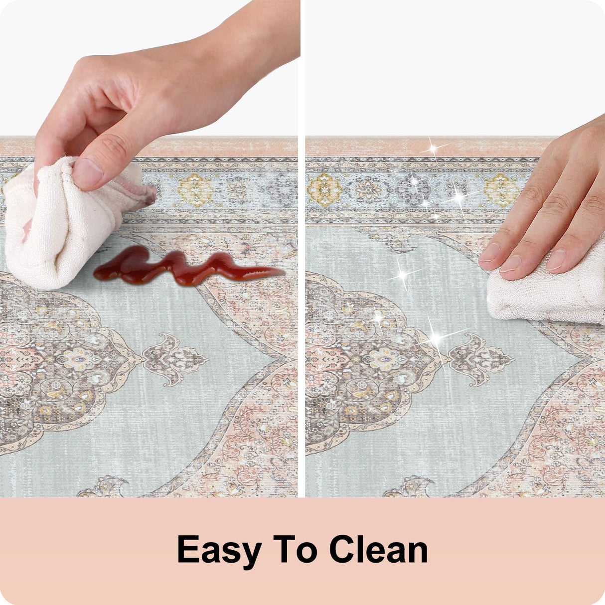 Collive Boho Kitchen Mat 2PCS Cushioned Kitchen Mats for Floor, Anti-Fatigue Mat Waterproof Kitchen Rug Set of 2 Non-Skid Comfort Standing Mat for Collive