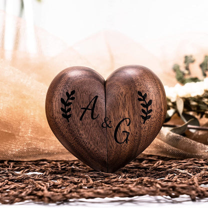 Personalized Wooden Ring Box Heart Shaped Ring Box Wedding,Proposal,Engagement