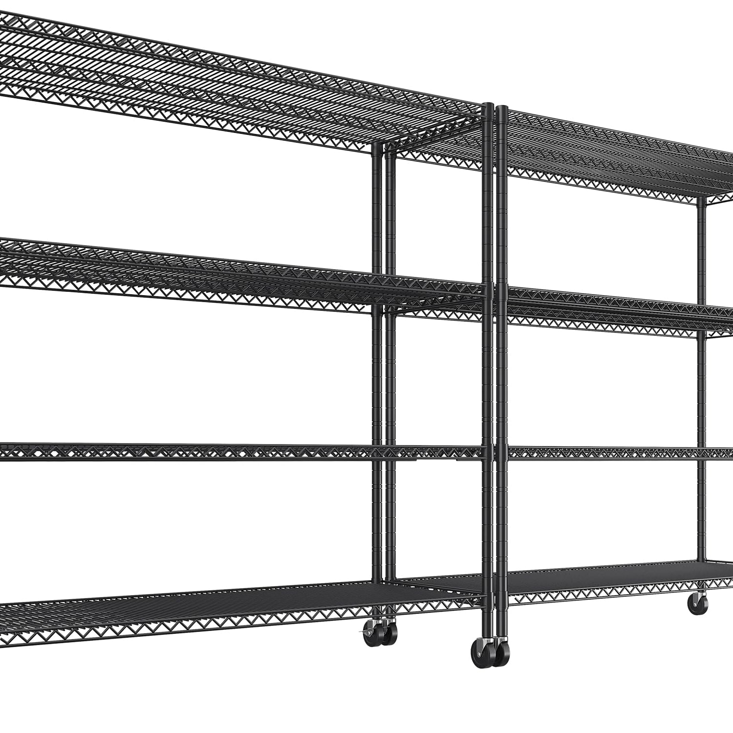 REIBII 55.5''W Storage Shelves 2500LBS Wire Shelving Rack with Wheels 75.6" H Heavy Duty Shelving Unit Adjustable Metal Shelves for Storage Rack REIBII