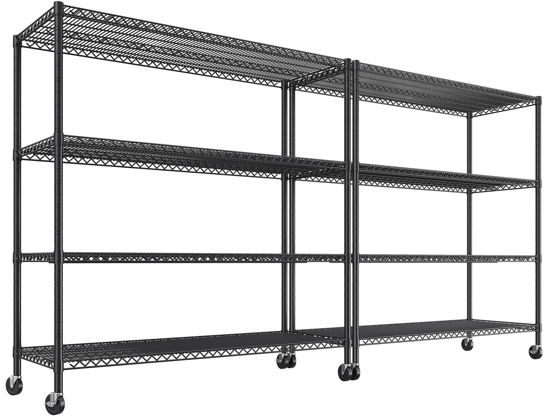 REIBII 55.5''W Storage Shelves 2500LBS Wire Shelving Rack with Wheels 75.6" H Heavy Duty Shelving Unit Adjustable Metal Shelves for Storage Rack - WoodArtSupply