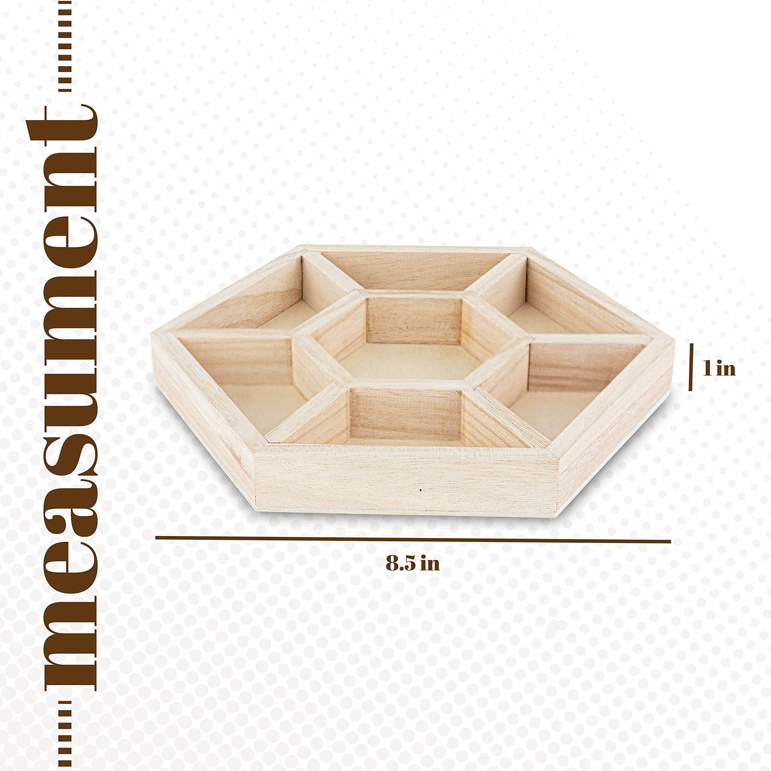 Hammont Hexagon Sectional Wooden Trays - 3 Pack - 8.5”x8.5”x1” - Eco Friendly Decorative Wooden Tray for Dry Fruits & Candies | Organic Wooden Tray Hammont