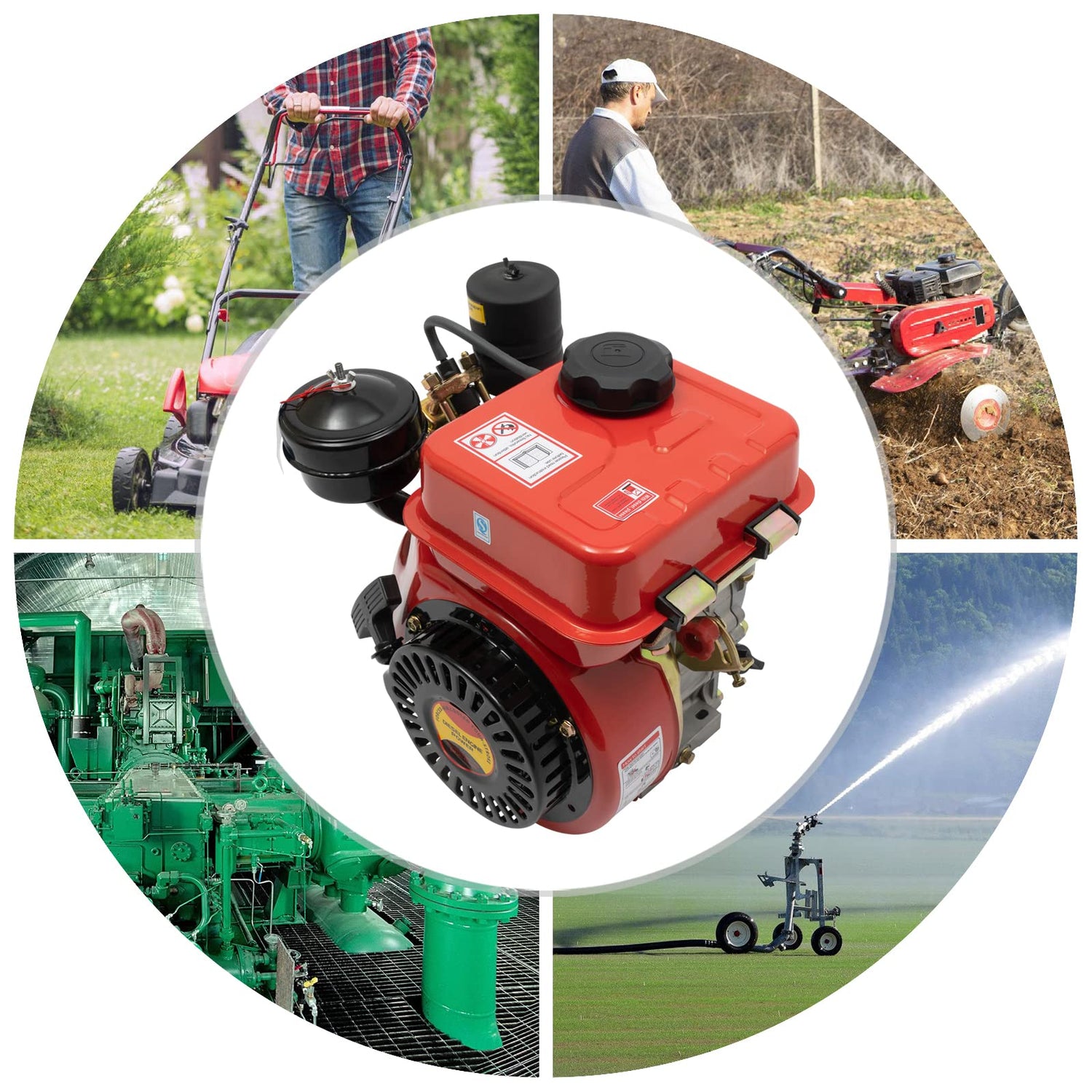 SNKOURIN 4-Stroke 3HP Single-Cylinder Diesel Engine, 2.2kW Diesel Engine with Air-Cooling, Recoil Start System Diesel Motor for Go Cart, Mini Bike, SNKOURIN