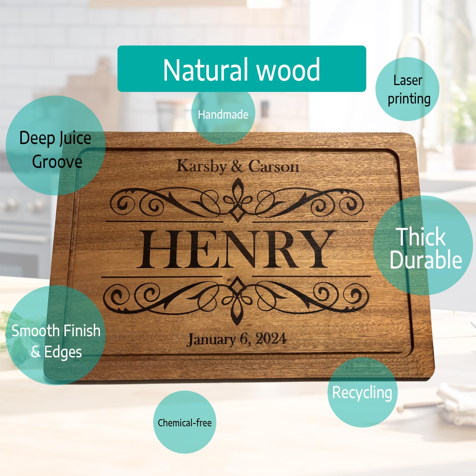 Personalized Cutting Board-12 Designs, Custom Wood Chopping Block - Unique Housewarming Wedding Engagement Gifts for Couple, Personalized Gifts for - WoodArtSupply