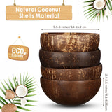 Bokon 24 Pcs Coconut Shell Bowls Polished Wooden Bowls Natural Smoothie Acai Bowls Salad Bowls for Vegan Gifts Kitchen Decor Bokon