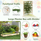HAPPYGRILL Raised Garden Bed with Trellis, Wooden Planter Box with Divided Space for Vegetables, Flowers, Fruits, Climbing Plants, Outdoor Elevated HAPPYGRILL