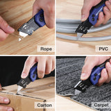 WORKPRO Folding Utility Knife, Quick Change Box Cutter, Razor Knife for Cartons, Cardboard, Boxes, Blade Storage in Aluminum Handle, 13 Extra Blades WORKPRO