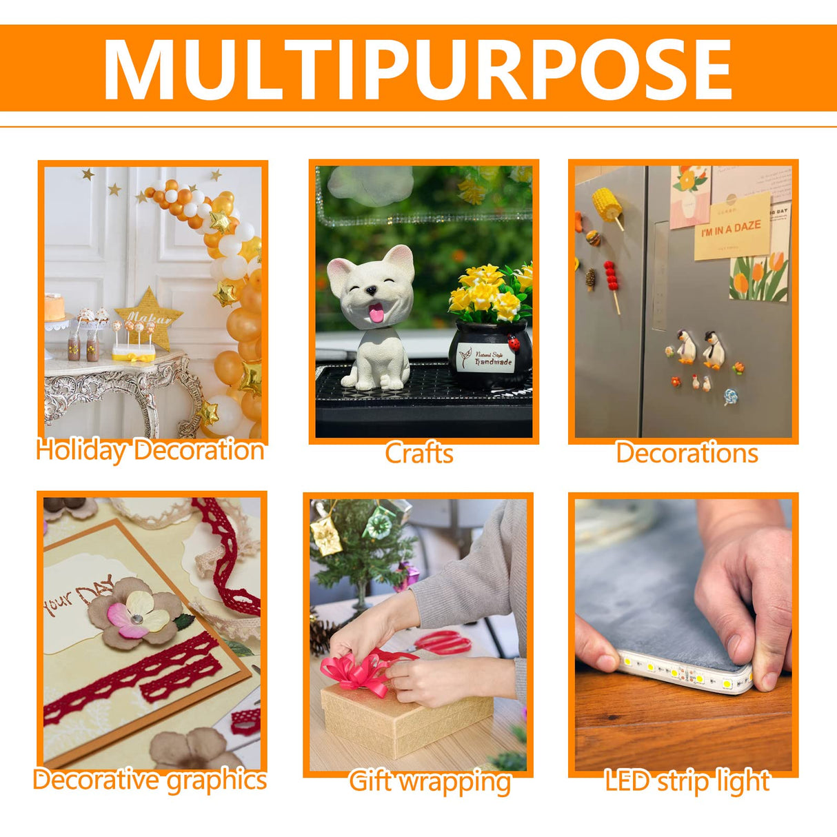 Birllaid Double Sided Tape Heavy Duty for Crafts,Thin Two Sided Tape with Removable Acrylic Clear Adhesive,Super Strong Tape 1Inch x 50 Feet for Arts Birllaid