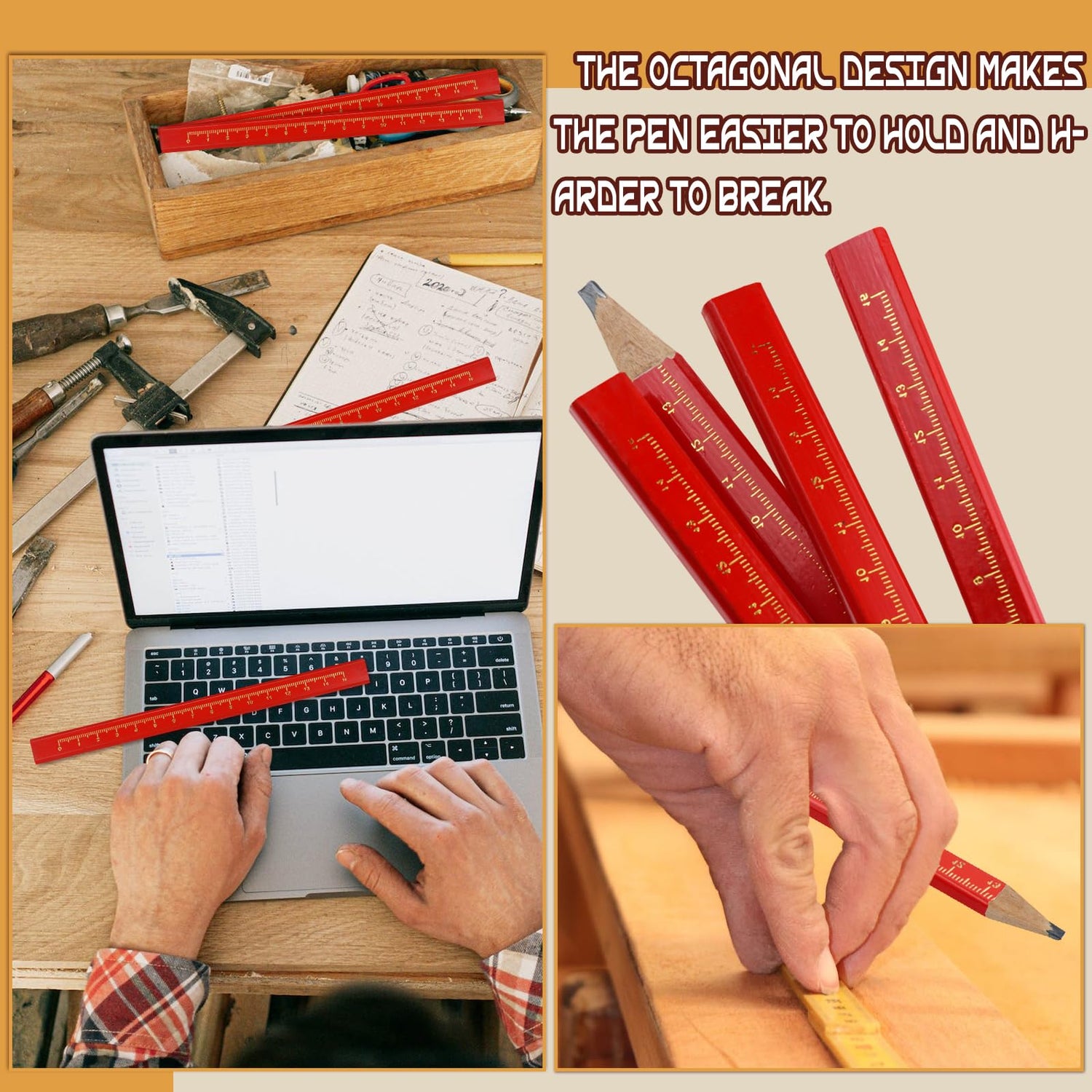 WYOMER 60 Pcs Carpenter Pencils, Octagonal Hard Black Carpenter Pencils, Construction Plan Pencils for Woodworking Marking WYOMER