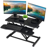 TechOrbits Standing Desk Converter-32-inch Height Adjustable, MDF Wood, Sit Riser-Black, 32" TechOrbits