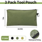 3 Pack Tool Bag Zipper Pouch, Premium Tool Pouch, Utility Multipurpose Storage Organizer Tool Pouches with Carabiner Metal Zipper for Tools, Travel COIDEA